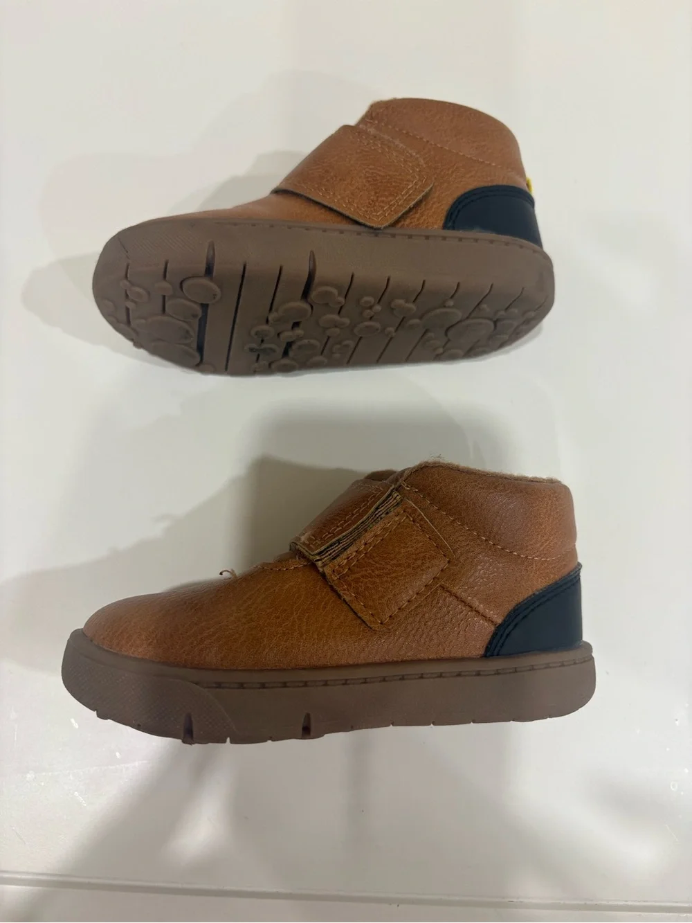 Carter's Tan Brown Leather Hook-and-Loop Baby Walkers